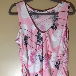 New York & Company Pink Sleeveless Pleated Tank